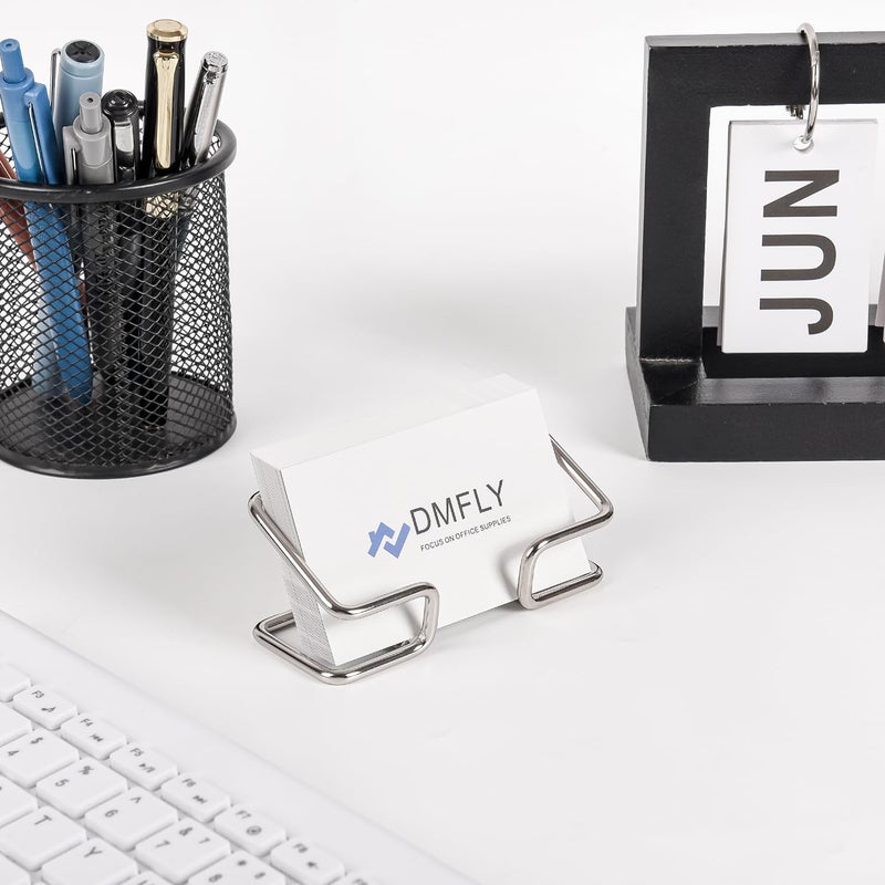 DMFLY Metal Business Card Holder for Desk, Cute Card Display Stand, Compatible with Various Countertops, Silver - Image 5
